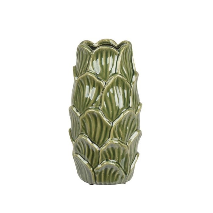 VASO VERDE FOGLIE IN RILIEVO H.37 D.16